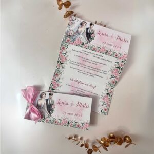 invitatie de nunta cu caricatura mirilor