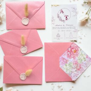 invitatie de nunta handmade personalizata cu motive florale