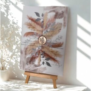 invitatie de nunta handmade cu pampas de toamna