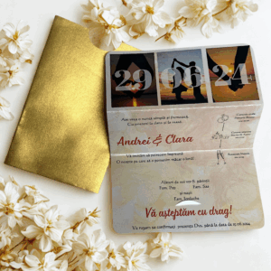 invitatie de nunta personalizata cu colaj din pozele mirilor