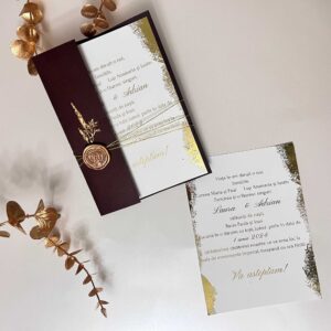 invitatie de nunta cu accente aurii