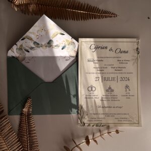 invitatie de nunta cu detalii florale
