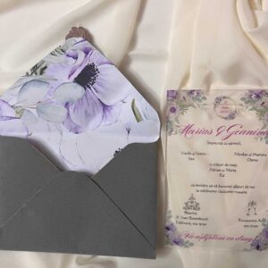 invitatie de nunta din plexiglas cu plic de catifea