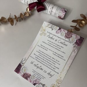 invitatie nunta handmade personalizata rulata