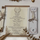 invitatie handmade personalizata cu cutie flori pampas lagurus hartie texturata