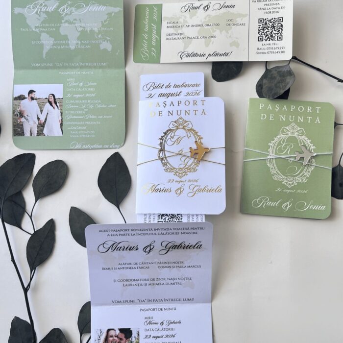 invitatie nunta handmade personalizata tip pasaport cu bilet de avion si avion din plexiglas (2)
