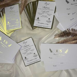 invitatie nunta cu efect auriu folio