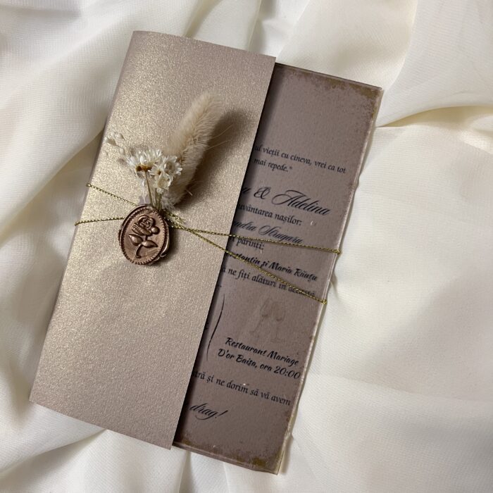 invitatie nunta handmade personalizata plexiglas coperta sigiliu flori (4)