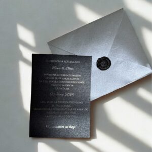 invitatie neagra cu efect argintiu