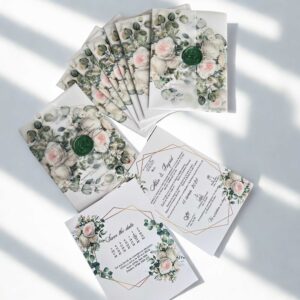 invitatie de nunta cu coperta de calc imprimata si sigiliu de ceara