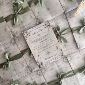 invitatie de nunta cu ciperta de calc si fundita