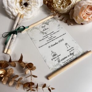 invitatie tip papirus pe hartie de calc