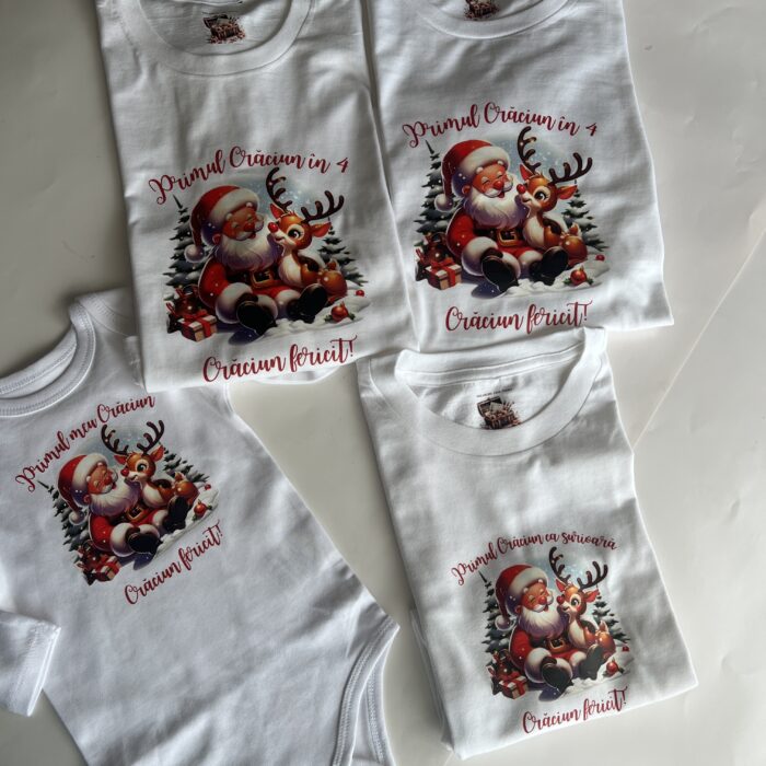 set tricou si body personalizat pentru craciun